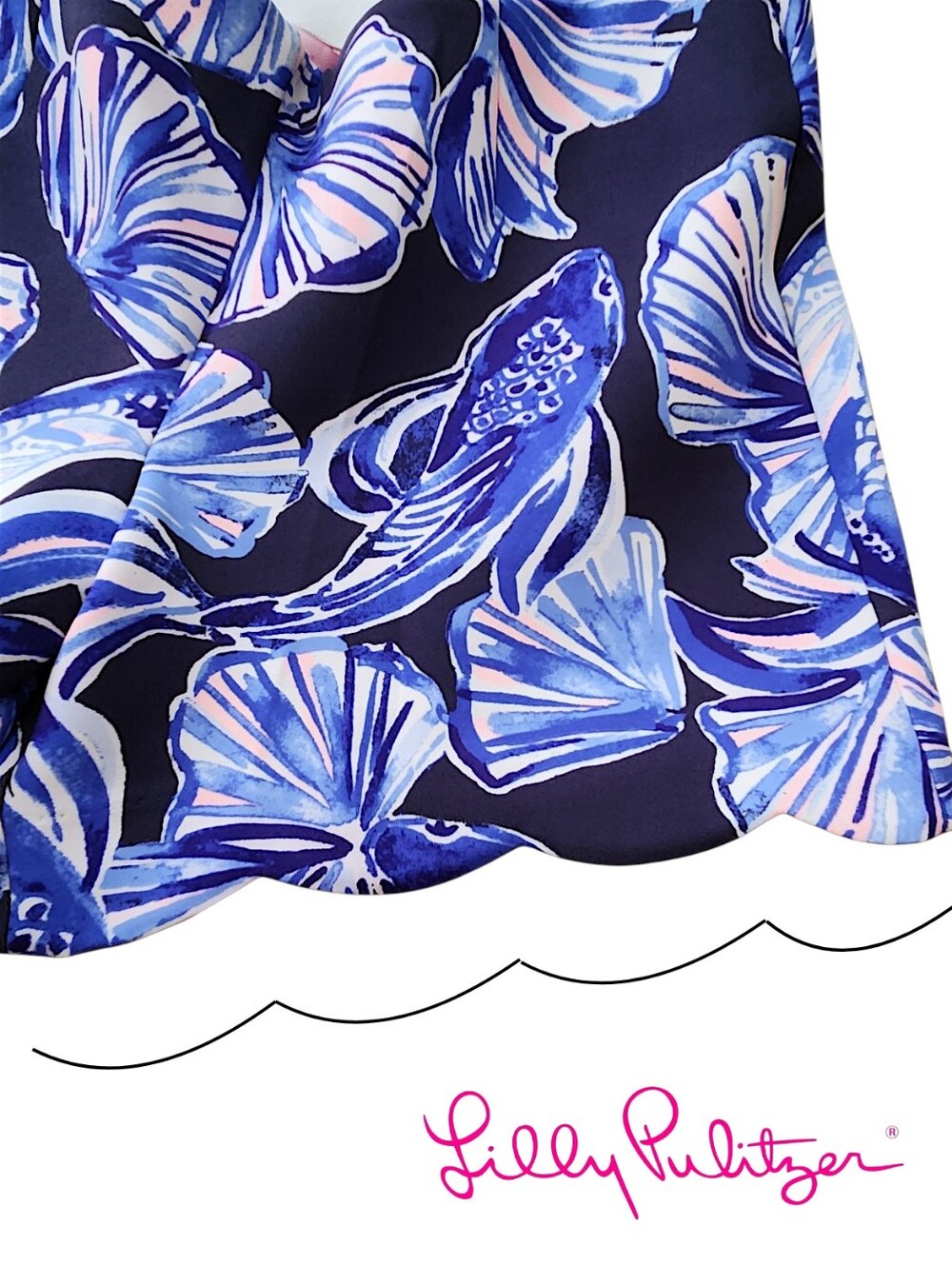 Lilly Pulitzer Women's Scallop Hem Mid-Rise Stretchy Summer Shorts Blue Size XS - Picture 4 of 12